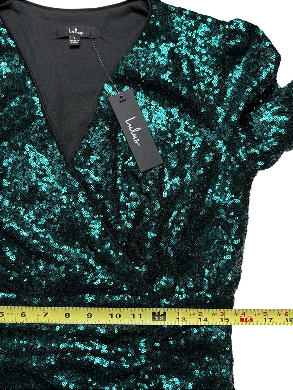 NWT Lulus Get Festive Emerald Green Sequin Bodycon Mini Dress L Large - Picture 10 of 16